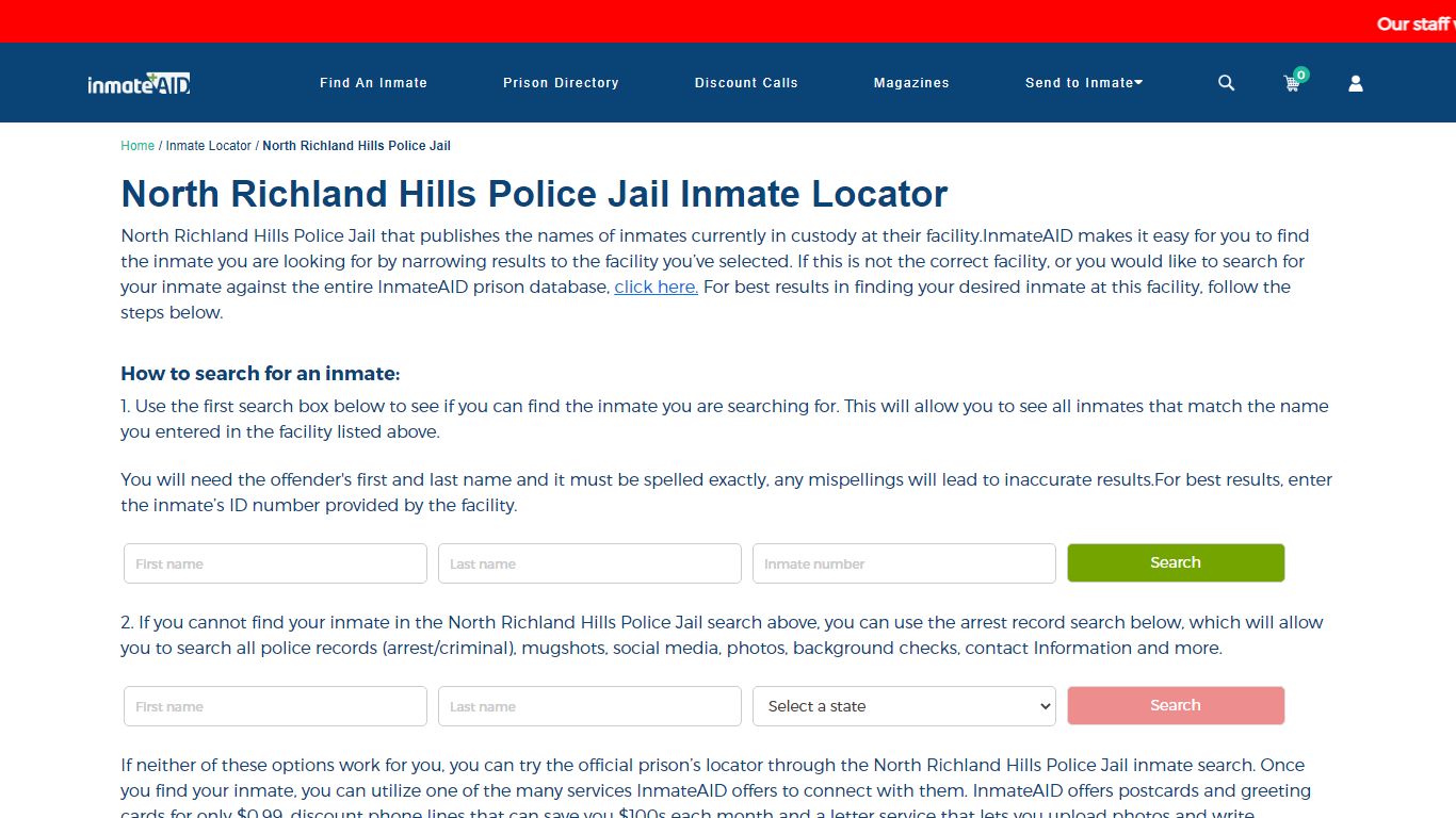 North Richland Hills Police Jail Inmate Locator